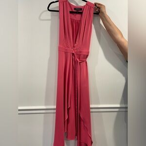BCBGMaxAzria Pink Plunge Maxi Wrap Dress